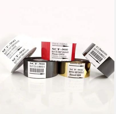 25мм*100м Красная горячая штамповая фольга для принтера даты Штрих-код лента FC3 SCF900 кодирующая машина