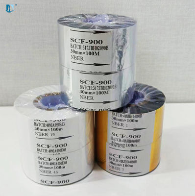 Черный ПЭТ горячая фольга штамповки идеально подходит для кодирования ленты пищевой пластиковой упаковки Дата печати