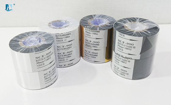 Черный ПЭТ горячая фольга штамповки идеально подходит для кодирования ленты пищевой пластиковой упаковки Дата печати